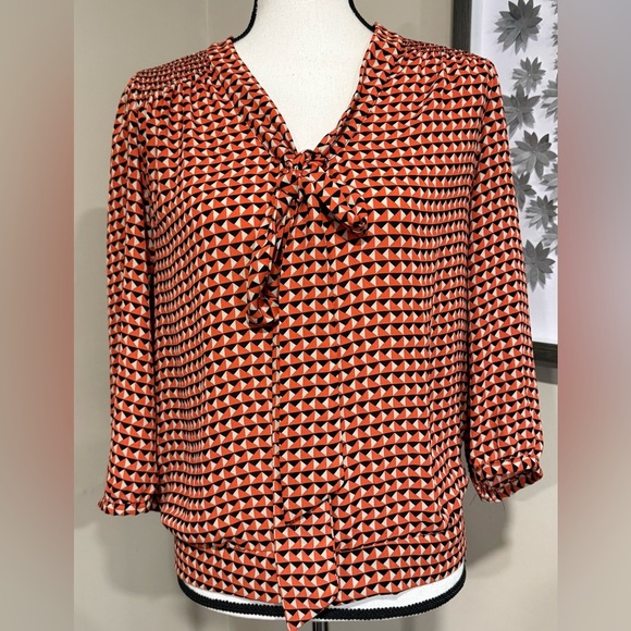 Limited Women's Geometric Print Orange and Black Blouse - Picture 1 of 9